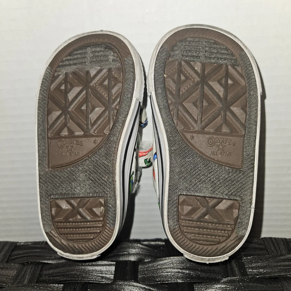 Converse Kids White Sneakers with Dinosaur Print